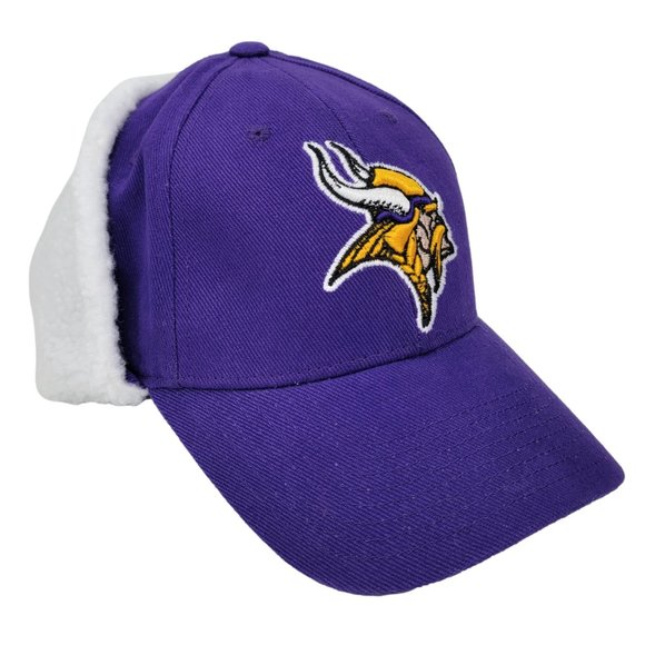 Minnesota Vikings Hat Winter Ear Flap Cap Purple NFL Football Outdoor Adjustable - Picture 1 of 6